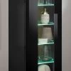 Vitrine "Savanna" In Schwarz Hochglanz Und Grandson Eiche Vitrinenschrank Hängend / Stehend 45 X 131 Cm -Wohnwelt Verkauf 7790 1