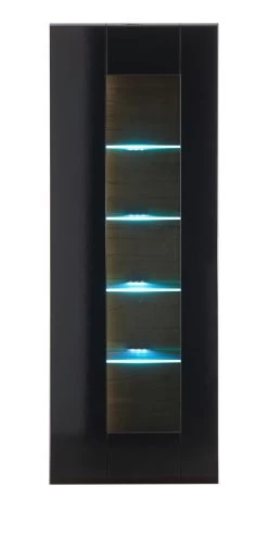 Vitrine "Savanna" In Schwarz Hochglanz Und Grandson Eiche Vitrinenschrank Hängend / Stehend 45 X 131 Cm -Wohnwelt Verkauf 7790 7