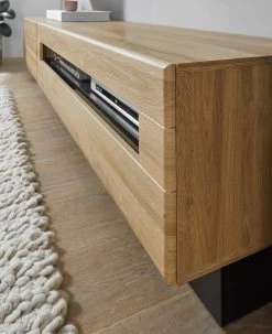 TV-Lowboard "Savanna" In Grandson Eiche Hell Und Schwarz TV-Unterteil 140 Cm