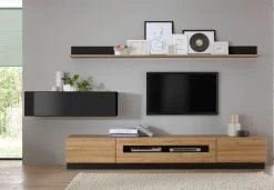 TV-Lowboard "Savanna" In Grandson Eiche Hell Und Schwarz TV-Unterteil 140 Cm -Wohnwelt Verkauf 7794 4