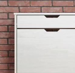 Schuhschrank "Mestre" In Massivholz Kiefer Weiß Lackiert Schuhkipper 60 X 124 Cm -Wohnwelt Verkauf 7840 3