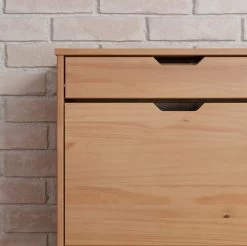 Schuhschrank "Mestre" In Massivholz Kiefer Honigfarben Lackiert Schuhkipper 60 X 124 Cm -Wohnwelt Verkauf 7841 3