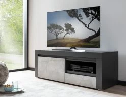 TV-Lowboard "Airen" In Anthrazit Und Marmor Optik Grau TV Unterteil 140 Cm -Wohnwelt Verkauf 7869 4