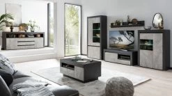 TV-Lowboard "Airen" In Anthrazit Und Marmor Optik Grau TV Unterteil 140 Cm -Wohnwelt Verkauf 7869 7