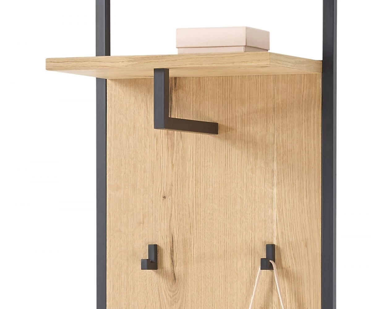 Garderobe "Yorkshire" In Crack Eiche Und Schwarz Matt Lackiert Garderoben-Set 4-teilig 193 X 195 Cm 4 Garderobe "Yorkshire" In Crack Eiche Und Schwarz Matt Lackiert Garderoben-Set 4-teilig 193 X 195 Cm – Bild 2