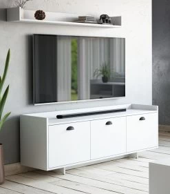 TV-Lowboard "Plate" In Weiß Landhaus TV-Unterteil 140 X 53 Cm