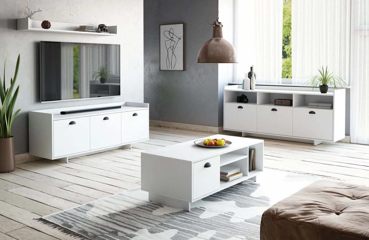 TV-Lowboard "Plate" In Weiß Landhaus TV-Unterteil 140 X 53 Cm 7 TV-Lowboard "Plate" In Weiß Landhaus TV-Unterteil 140 X 53 Cm – Bild 5