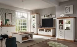 TV-Lowboard "Hemsby" In Weiß Pinie Und Eiche Wotan Landhaus TV Unterteil Mit Komforthöhe 152 X 64 Cm -Wohnwelt Verkauf 8035 6