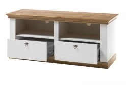 TV-Lowboard "Hemsby" In Weiß Pinie Und Eiche Wotan Landhaus TV Unterteil Mit Komforthöhe 152 X 64 Cm -Wohnwelt Verkauf 8035 8