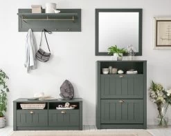 Schuhschrank "Forres" In Grün Landhausstil Flur Schuhkipper 80 X 112 Cm -Wohnwelt Verkauf 8059 5