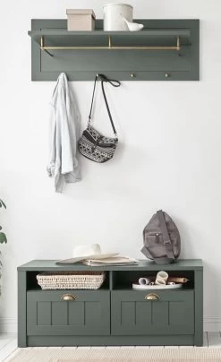 Garderobenpaneel "Forres" In Grün Landhausstil Wandgarderobe 109 X 40 Cm -Wohnwelt Verkauf 8061 4