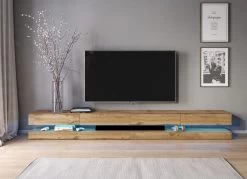 TV-Lowboard "Bird" In Wotan Eiche TV-Unterteil 4-teilig XXL-Board 280 Cm Hängend Inkl. Beleuchtung 9 TV-Lowboard "Bird" In Wotan Eiche TV-Unterteil 4-teilig XXL-Board 280 Cm Hängend Inkl. Beleuchtung -Wohnwelt Verkauf 8066 3
