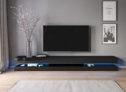 TV-Lowboard "Bird" In Schwarz Hochglanz TV-Unterteil 4-teilig XXL-Board 280 Cm Hängend -Wohnwelt Verkauf 8068 3