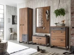 Schuhschrank "Auburn" In Eiche Stirling Und Matera Grau Schuhkipper 75 X 100 Cm -Wohnwelt Verkauf 8070 5