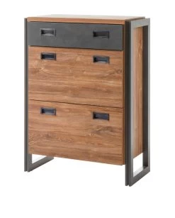 Schuhschrank "Auburn" In Eiche Stirling Und Matera Grau Schuhkipper 75 X 100 Cm -Wohnwelt Verkauf 8070 6