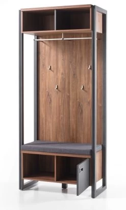 Garderobe "Auburn" In Eiche Stirling Und Matera Grau Kompaktgarderobe Mit Sitzkissen 90 X 202 Cm -Wohnwelt Verkauf 8072 7
