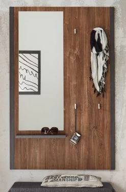 Garderobenpaneel "Auburn" In Eiche Stirling Und Matera Grau Wandgarderobe 90 X 138 Cm