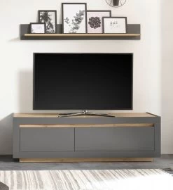 TV-Lowboard "Rooky" In Anthrazit Und Wotan Eiche TV Unterteil 180 X 56 Cm -Wohnwelt Verkauf 8101 5