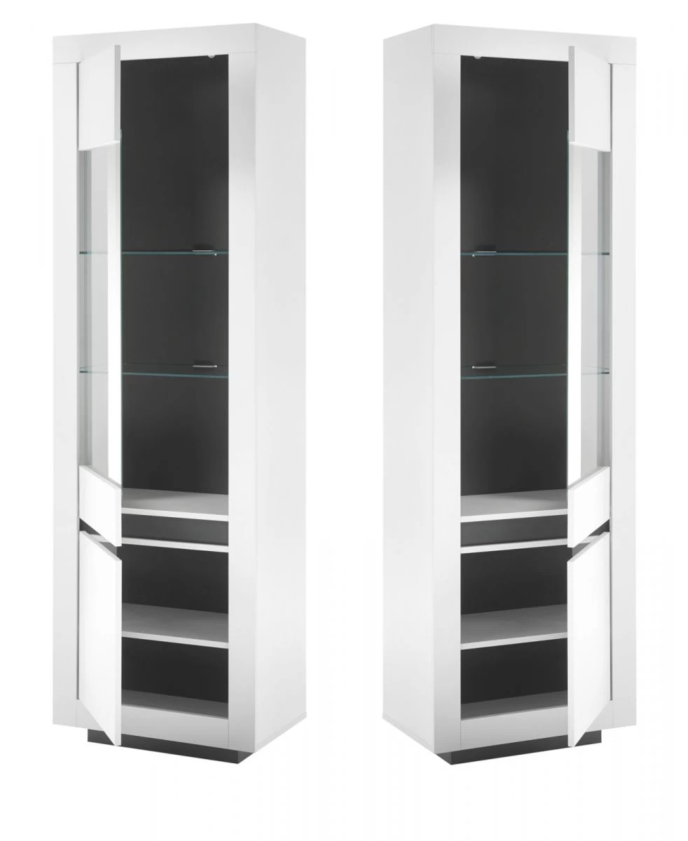 Vitrine "Rooky" In Weiß Und Anthrazit Wohnzimmer Esszimmer Vitrinenschrank 64 X 206 Cm 10 Vitrine "Rooky" In Weiß Und Anthrazit Wohnzimmer Esszimmer Vitrinenschrank 64 X 206 Cm – Bild 8
