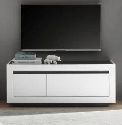 TV-Lowboard "Rooky" In Weiß Und Anthrazit TV Unterteil 140 X 56 Cm