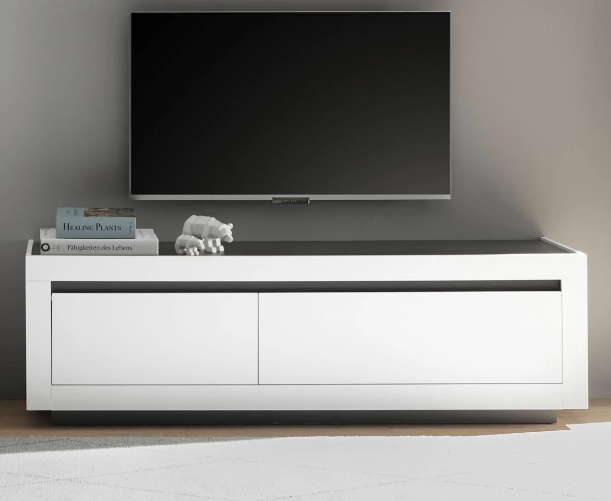 TV-Lowboard "Rooky" In Weiß Und Anthrazit TV Unterteil 180 X 56 Cm 3 TV-Lowboard "Rooky" In Weiß Und Anthrazit TV Unterteil 180 X 56 Cm