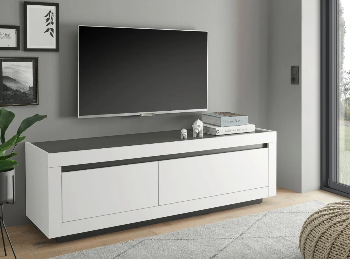 TV-Lowboard "Rooky" In Weiß Und Anthrazit TV Unterteil 180 X 56 Cm 5 TV-Lowboard "Rooky" In Weiß Und Anthrazit TV Unterteil 180 X 56 Cm – Bild 3