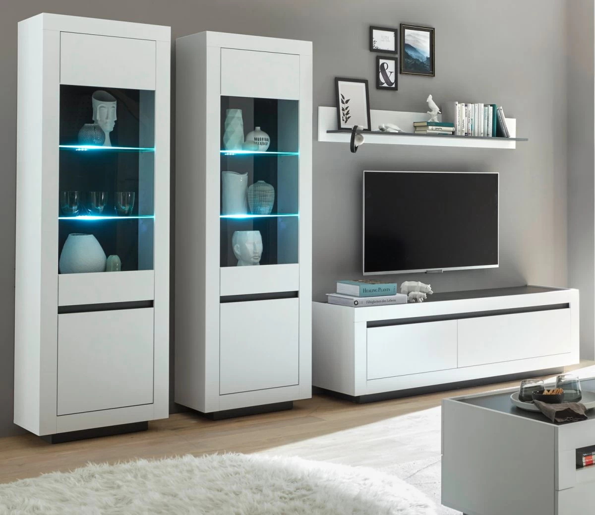 TV-Lowboard "Rooky" In Weiß Und Anthrazit TV Unterteil 180 X 56 Cm 7 TV-Lowboard "Rooky" In Weiß Und Anthrazit TV Unterteil 180 X 56 Cm – Bild 5