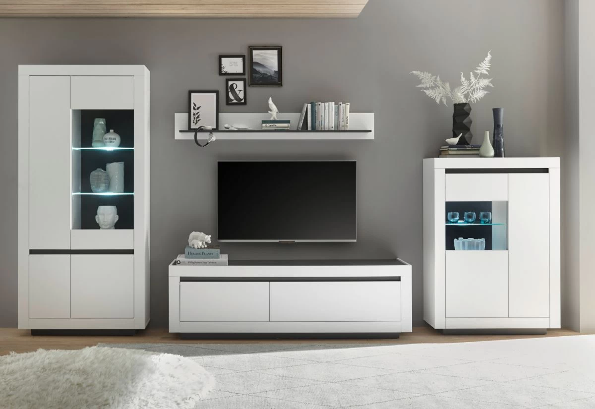 TV-Lowboard "Rooky" In Weiß Und Anthrazit TV Unterteil 180 X 56 Cm 8 TV-Lowboard "Rooky" In Weiß Und Anthrazit TV Unterteil 180 X 56 Cm – Bild 6