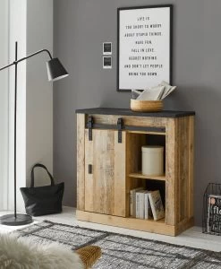 Kommode "Stove" In Used Wood Hell Und Anthrazit Schiebetürenkommode 93 X 91 Cm -Wohnwelt Verkauf 8242 3