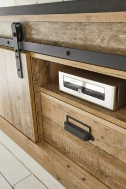 TV-Lowboard "Stove" In Used Wood Hell Und Anthrazit TV Unterteil In Komforthöhe 201 X 61 Cm -Wohnwelt Verkauf 8249 3