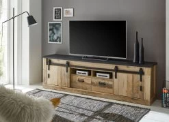 TV-Lowboard "Stove" In Used Wood Hell Und Anthrazit TV Unterteil In Komforthöhe 201 X 61 Cm -Wohnwelt Verkauf 8249 5