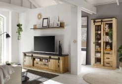 TV-Lowboard "Stove" In Used Wood Hell Und Anthrazit TV Unterteil In Komforthöhe 201 X 61 Cm -Wohnwelt Verkauf 8249 6