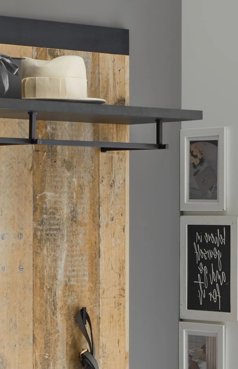 Garderobenpaneel "Stove" In Used Wood Hell Und Anthrazit Wandgarderobe 92 X 100 Cm 4 Garderobenpaneel "Stove" In Used Wood Hell Und Anthrazit Wandgarderobe 92 X 100 Cm – Bild 2