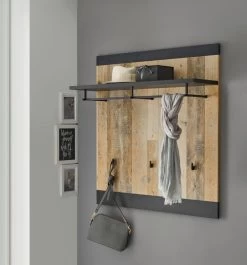 Garderobenpaneel "Stove" In Used Wood Hell Und Anthrazit Wandgarderobe 92 X 100 Cm 14 Garderobenpaneel "Stove" In Used Wood Hell Und Anthrazit Wandgarderobe 92 X 100 Cm -Wohnwelt Verkauf 8268 6