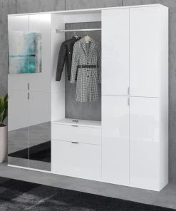 Garderobe Set 3-teilig "ProjektX" In Weiß Hochglanz Kommode Und Kleiderstange 61 Cm -Wohnwelt Verkauf 8330 4