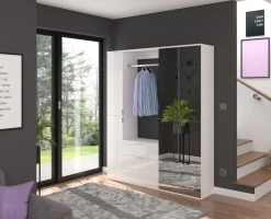 Garderobe Set 3-teilig "ProjektX" In Weiß Hochglanz Kommode Und Kleiderstange 61 Cm -Wohnwelt Verkauf 8330 5