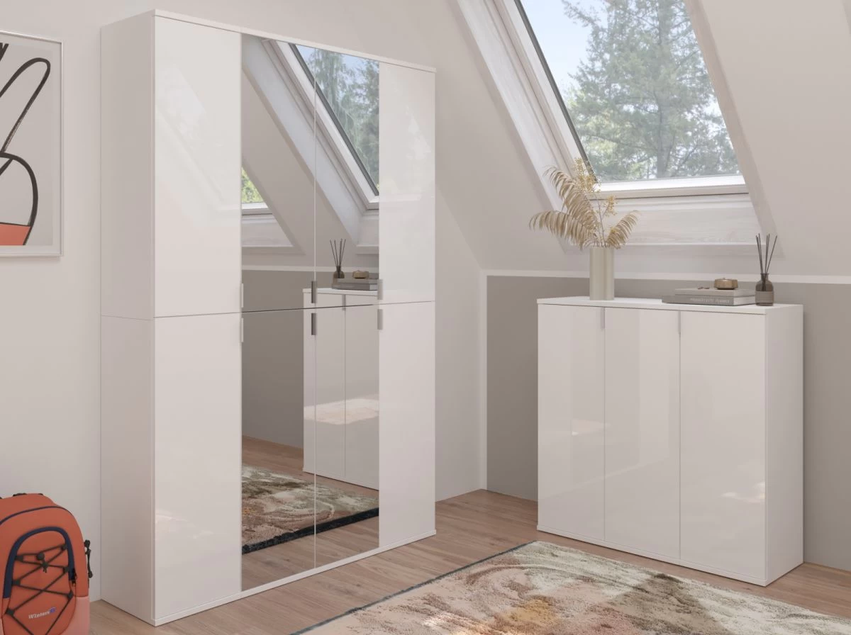 Kommode "ProjektX" In Weiß Hochglanz Sideboard Mehrzweckschrank 122 X 99 Cm 6 Kommode "ProjektX" In Weiß Hochglanz Sideboard Mehrzweckschrank 122 X 99 Cm – Bild 4