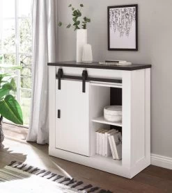 Kommode "Stove" In Weiß Pinie Und Anthrazit Landhaus Schiebetürenkommode 93 X 91 Cm -Wohnwelt Verkauf 8378 3