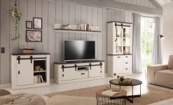 Kommode "Stove" In Weiß Pinie Und Anthrazit Landhaus Schiebetürenkommode 93 X 91 Cm -Wohnwelt Verkauf 8378 5