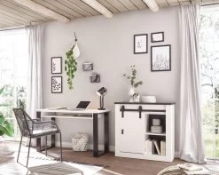 Kommode "Stove" In Weiß Pinie Und Anthrazit Landhaus Schiebetürenkommode 93 X 91 Cm -Wohnwelt Verkauf 8378 6