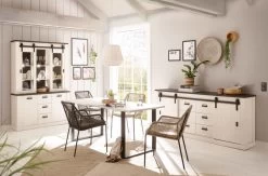 Kommode "Stove" In Weiß Pinie Und Anthrazit Landhaus Schiebetürenkommode 93 X 91 Cm -Wohnwelt Verkauf 8378 7