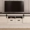 TV-Lowboard "Stove" In Weiß Pinie Und Anthrazit Landhaus TV Unterteil In Komforthöhe 201 X 61 Cm -Wohnwelt Verkauf 8385 1
