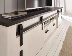 TV-Lowboard "Stove" In Weiß Pinie Und Anthrazit Landhaus TV Unterteil In Komforthöhe 201 X 61 Cm -Wohnwelt Verkauf 8385 2