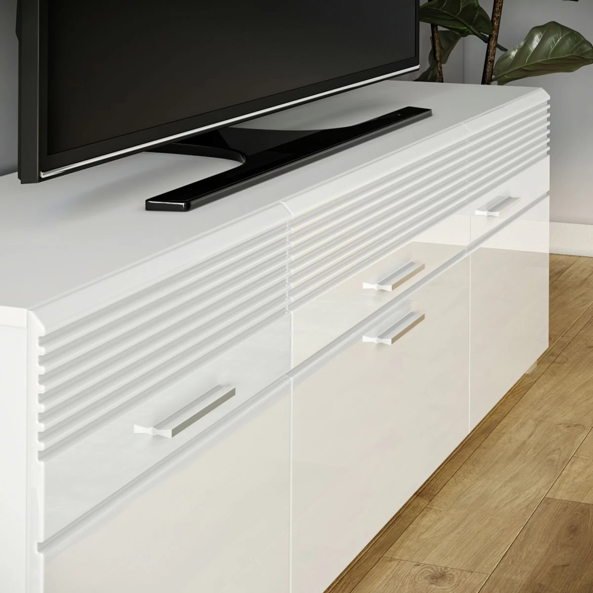 TV-Lowboard "Linus" In Weiß Hochglanz TV Unterteil 185 X 53 Cm 4 TV-Lowboard "Linus" In Weiß Hochglanz TV Unterteil 185 X 53 Cm – Bild 2