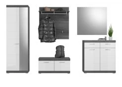 Garderobe Set 5-teilig "Scout" In Weiß Hochglanz Und Rauchsilber Grau Garderobenkombination 272 X 197 Cm