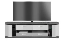 TV-Lowboard "Scout" In Weiß Hochglanz Und Rauchsilber Grau TV Unterteil 180 X 53 Cm -Wohnwelt Verkauf 8543 7