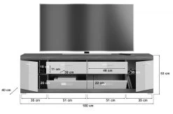 TV-Lowboard "Scout" In Weiß Hochglanz Und Rauchsilber Grau TV Unterteil 180 X 53 Cm -Wohnwelt Verkauf 8543 8