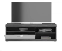 TV-Lowboard "Scout" In Weiß Hochglanz Und Rauchsilber Grau TV Unterteil 140 X 48 Cm -Wohnwelt Verkauf 8545 6