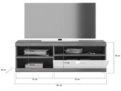 TV-Lowboard "Scout" In Weiß Hochglanz Und Rauchsilber Grau TV Unterteil 140 X 48 Cm -Wohnwelt Verkauf 8545 7