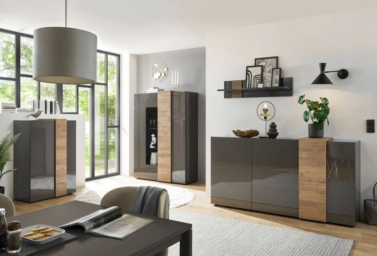 TV-Lowboard "Positano" In Grau Hochglanz Und Eiche Mercure TV Unterteil 181 X 59 Cm 8 TV-Lowboard "Positano" In Grau Hochglanz Und Eiche Mercure TV Unterteil 181 X 59 Cm – Bild 6